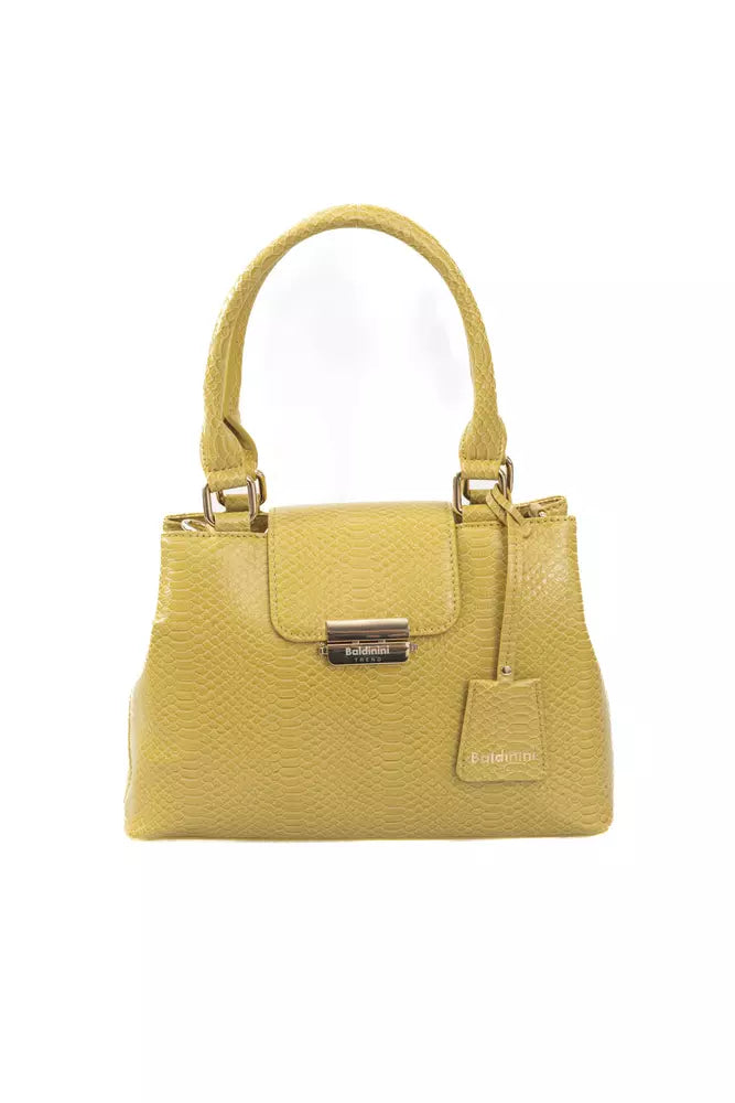 Yellow Polyurethane Women Crossbody Bag - GlamHub Luxury and Icon Brand Clothing