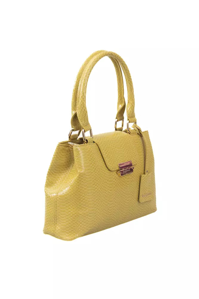 Yellow Polyurethane Women Crossbody Bag - GlamHub Luxury and Icon Brand Clothing