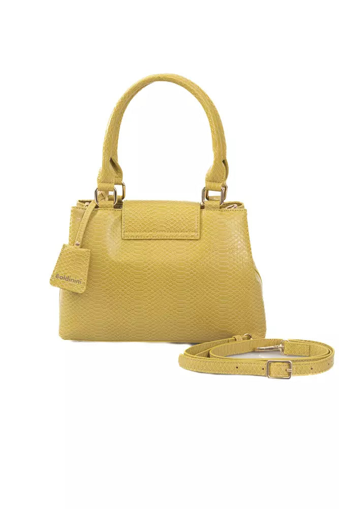 Yellow Polyurethane Women Crossbody Bag - GlamHub Luxury and Icon Brand Clothing