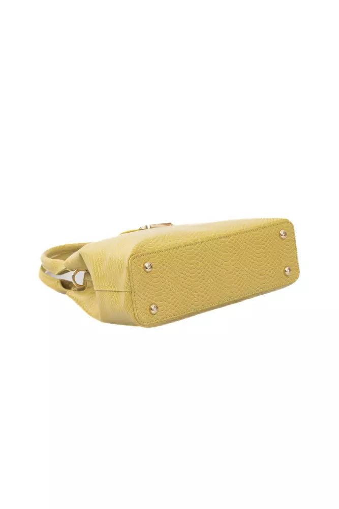 Yellow Polyurethane Women Crossbody Bag - GlamHub Luxury and Icon Brand Clothing