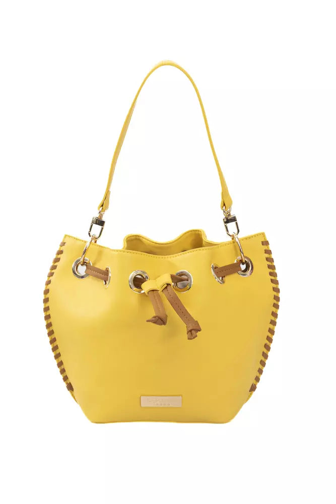 Yellow Polyurethane Women Crossbody Bag - GlamHub Luxury and Icon Brand Clothing