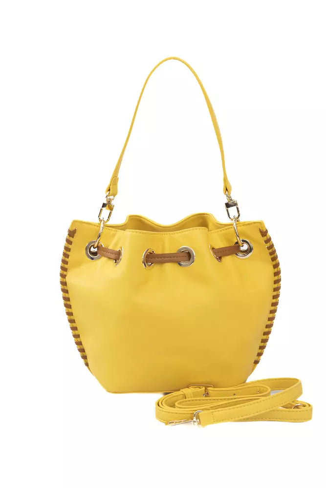 Yellow Polyurethane Women Crossbody Bag - GlamHub Luxury and Icon Brand Clothing