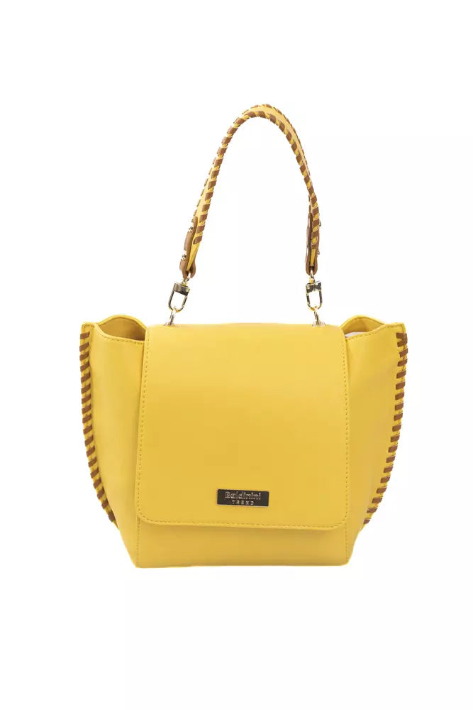 Yellow Polyurethane Women Crossbody - GlamHub Luxury and Icon Brand Clothing