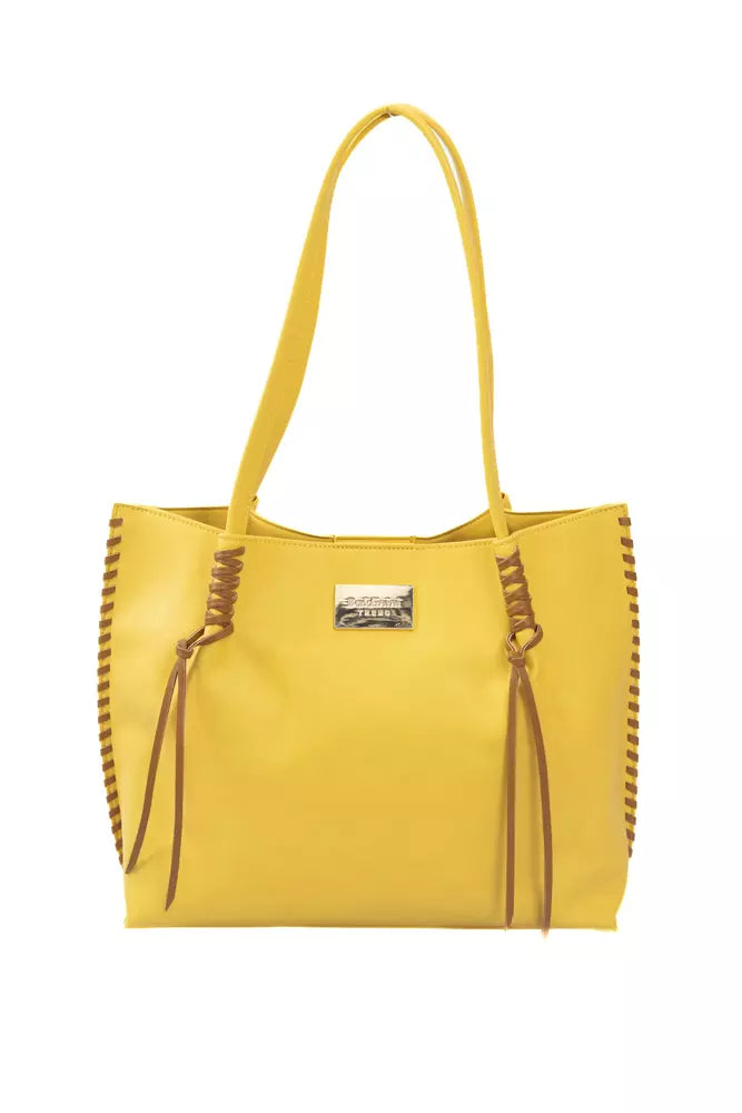 Yellow Polyurethane Women Handbag - GlamHub Luxury and Icon Brand Clothing