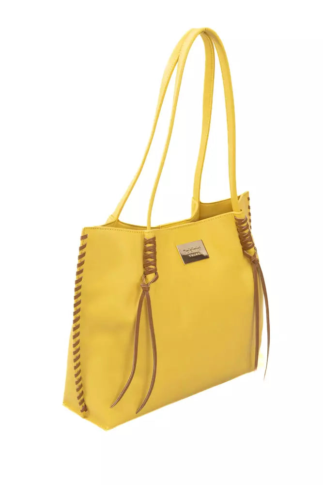 Yellow Polyurethane Women Handbag - GlamHub Luxury and Icon Brand Clothing