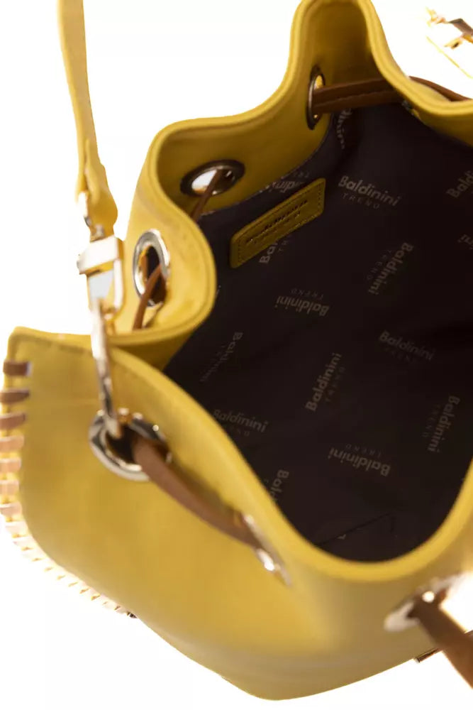 Yellow Polyurethane Women Crossbody Bag - GlamHub Luxury and Icon Brand Clothing