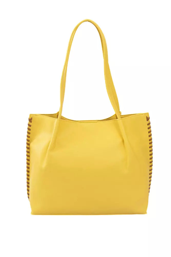 Yellow Polyurethane Women Handbag - GlamHub Luxury and Icon Brand Clothing