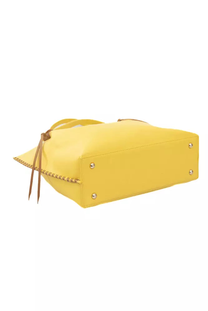 Yellow Polyurethane Women Handbag - GlamHub Luxury and Icon Brand Clothing