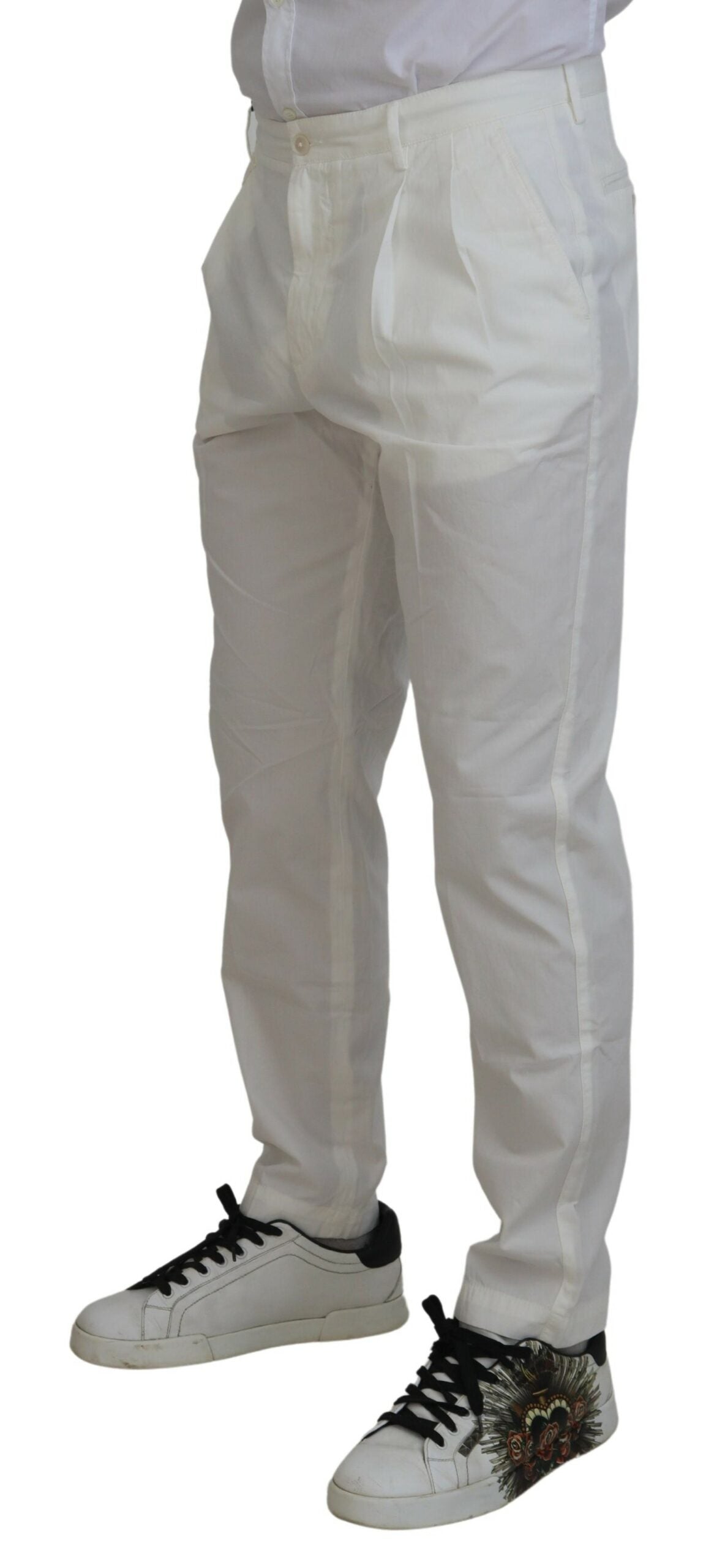 Dolce & Gabbana Elegant White Cotton Chino Pants