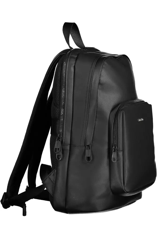 Black Polyester Men Backpack - GLAMHUB BOUTIQUE 