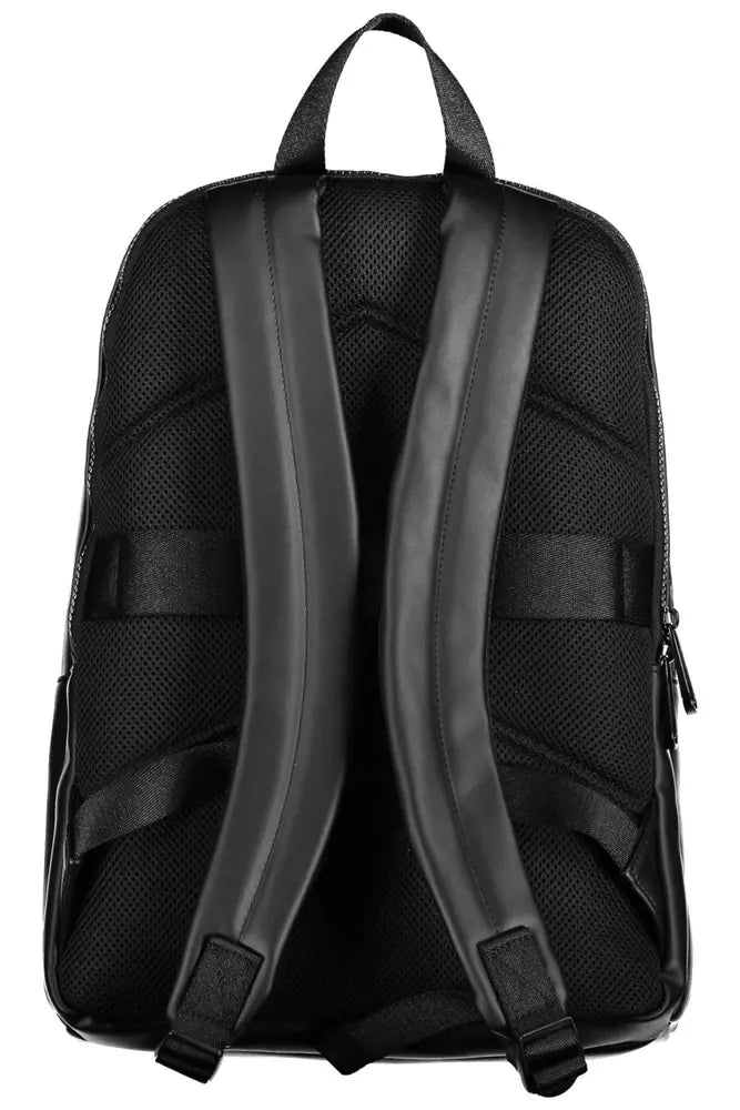 Black Polyester Men Backpack - GlamHub Luxury and Icon Brand Clothing