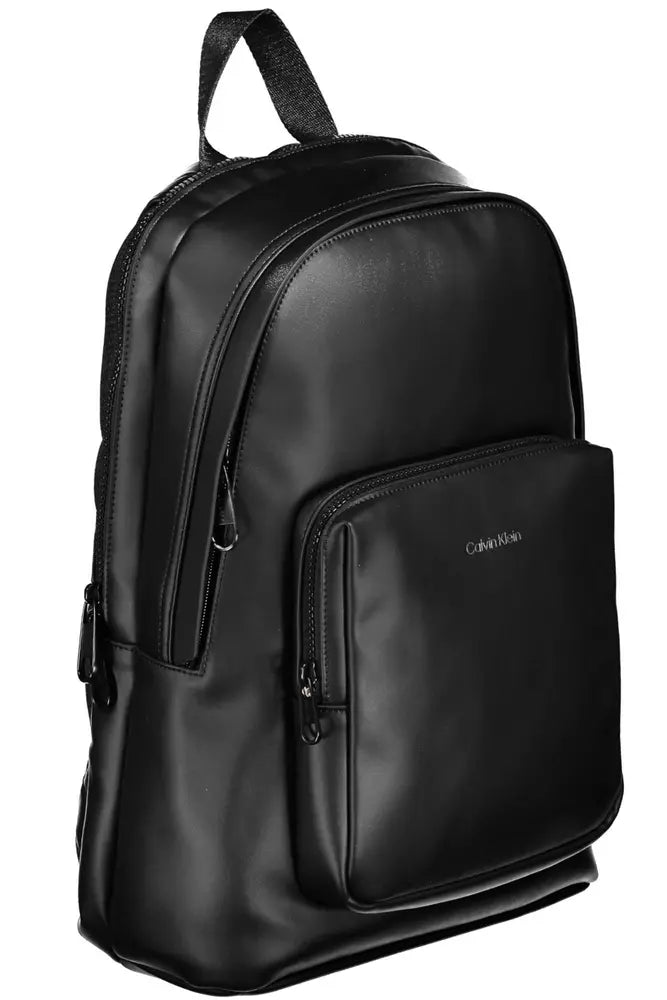 Black Polyester Men Backpack - GlamHub Luxury and Icon Brand Clothing