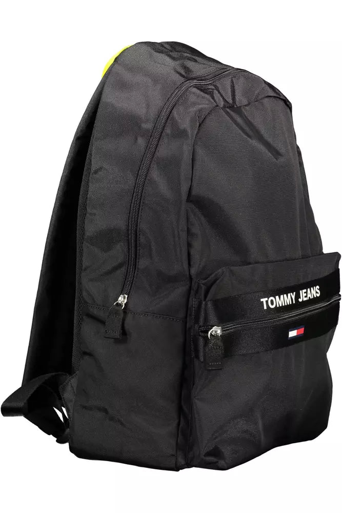 Black Polyester Men Backpack - GlamHub Luxury and Icon Brand Clothing