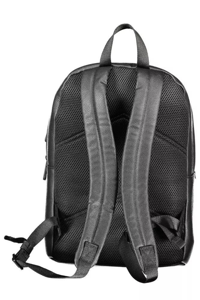 Black Polyethylene Men Backpack - GLAMHUB BOUTIQUE 