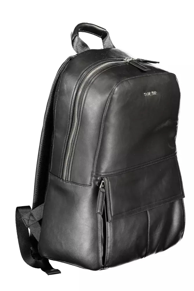 Black Polyester Men Backpack - GLAMHUB BOUTIQUE 