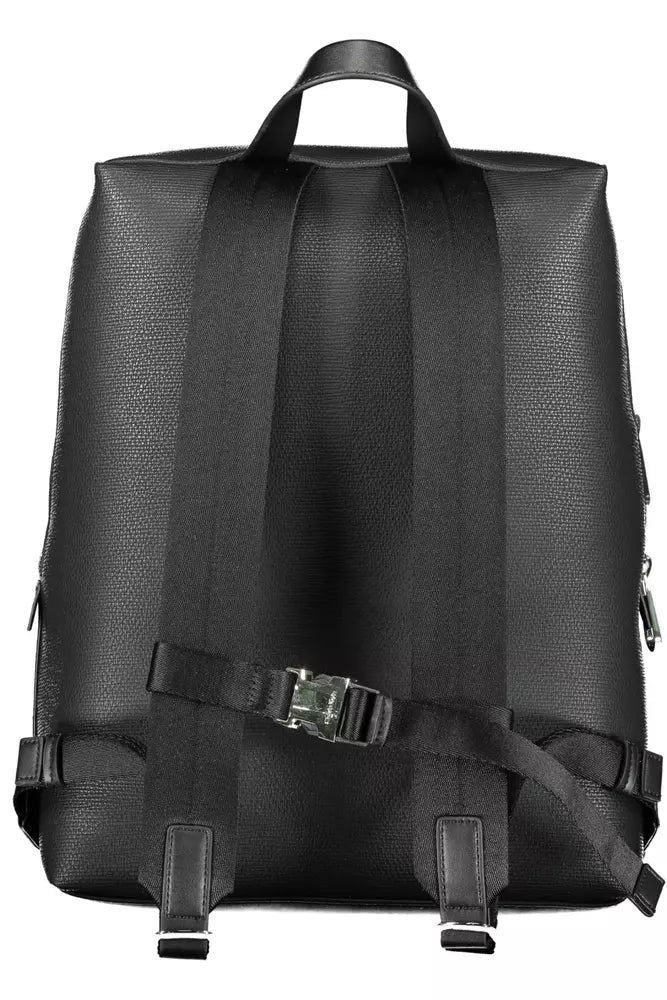 Black Polyester Men Backpack - GLAMHUB BOUTIQUE 