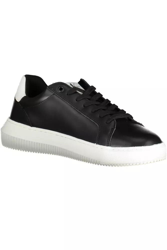 Black Leather Men Sneaker - GLAMHUB BOUTIQUE 