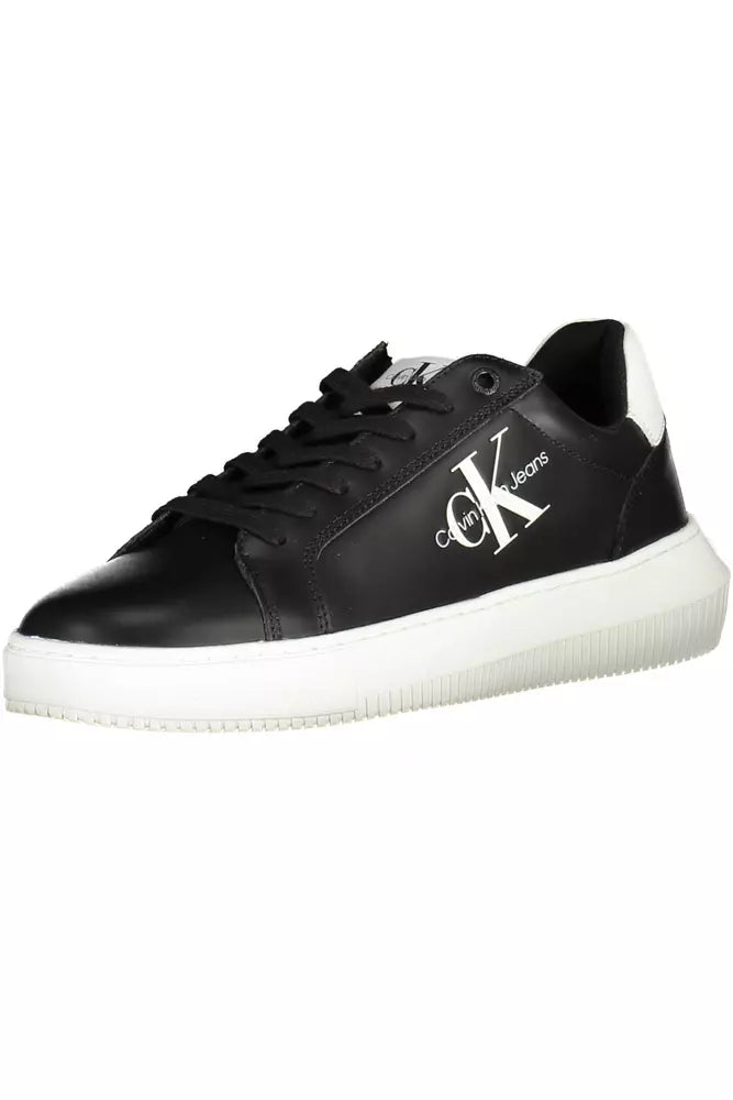 Black Leather Men Sneaker - GLAMHUB BOUTIQUE 