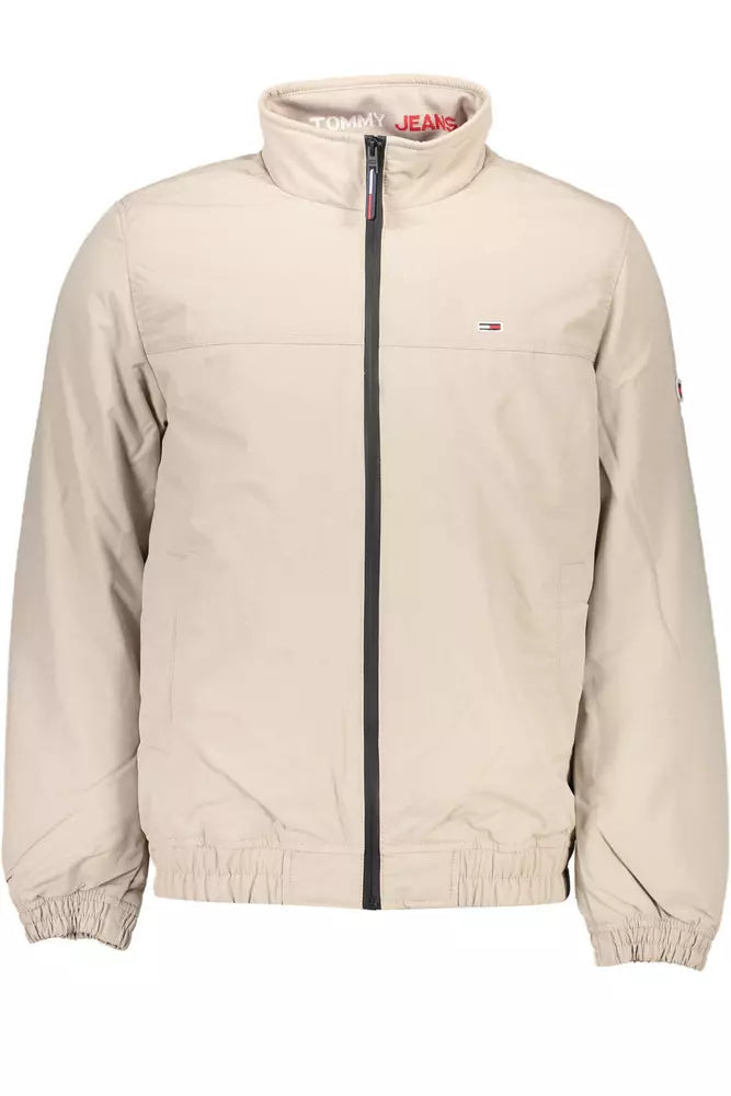 Beige Polyamide Men Jacket - GLAMHUB BOUTIQUE 