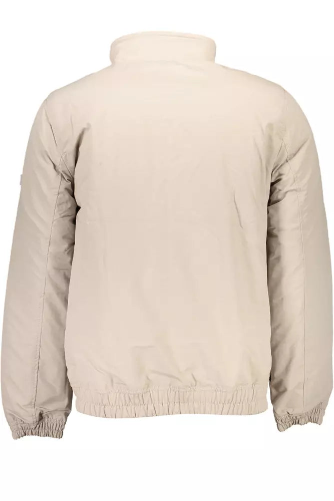 Beige Polyamide Men Jacket - GLAMHUB BOUTIQUE 