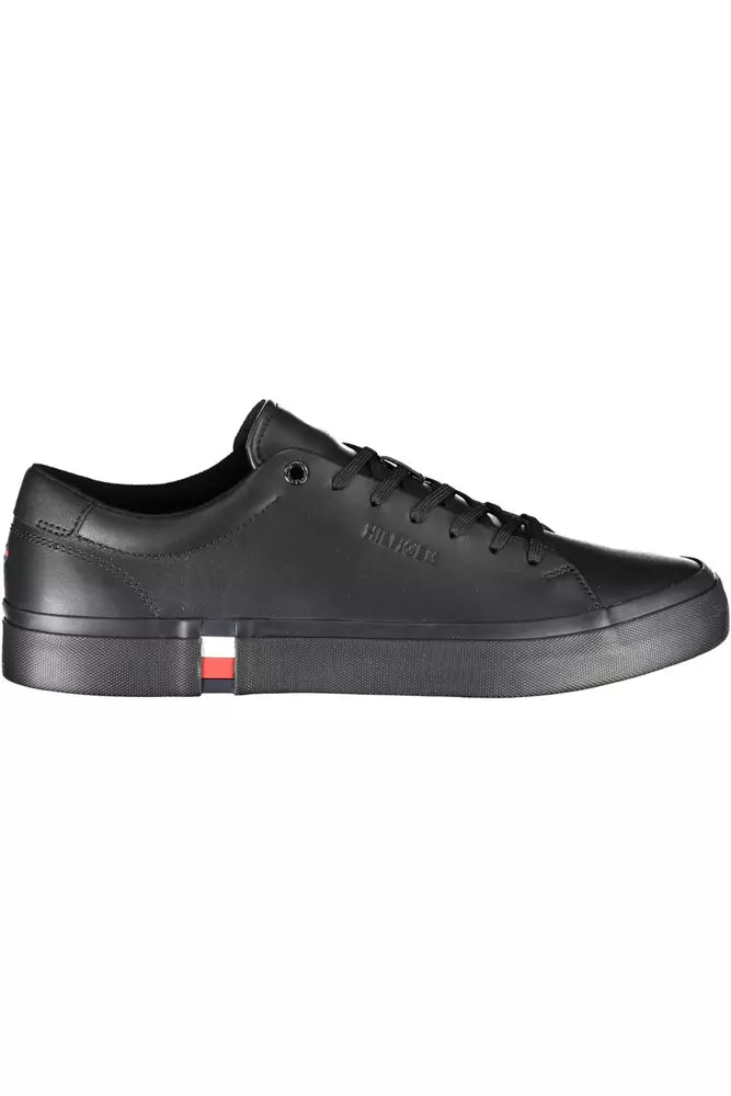 Black Leather Men Sneaker - GLAMHUB BOUTIQUE 