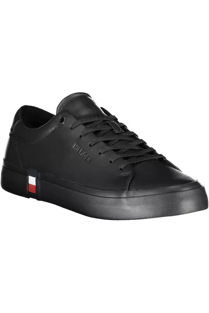 Black Leather Men Sneaker - GLAMHUB BOUTIQUE 