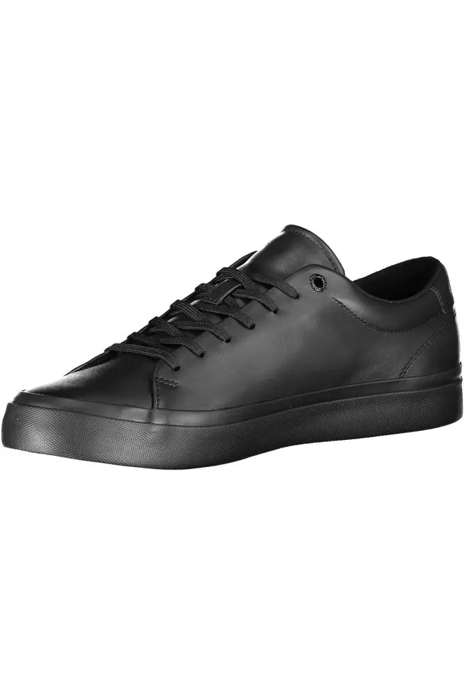 Black Leather Men Sneaker - GLAMHUB BOUTIQUE 