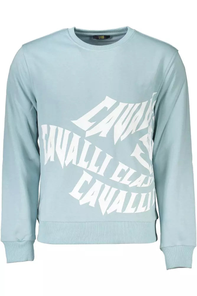 Light Blue Cotton Men Sweater - GlamHub Luxury and Icon Brand Clothing