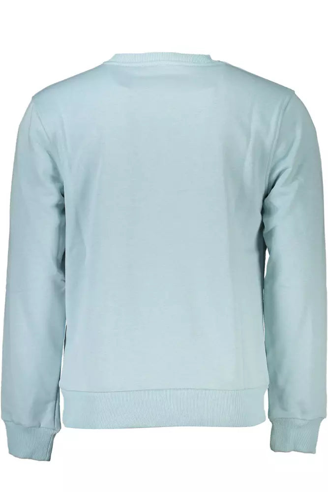 Light Blue Cotton Men Sweater - GlamHub Luxury and Icon Brand Clothing