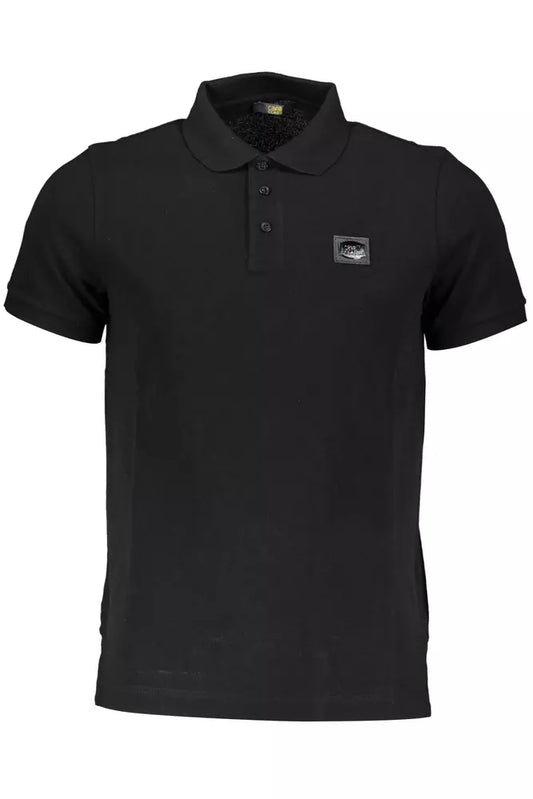 Black Cotton Men Polo Shirt - GlamHub Luxury and Icon Brand Clothing