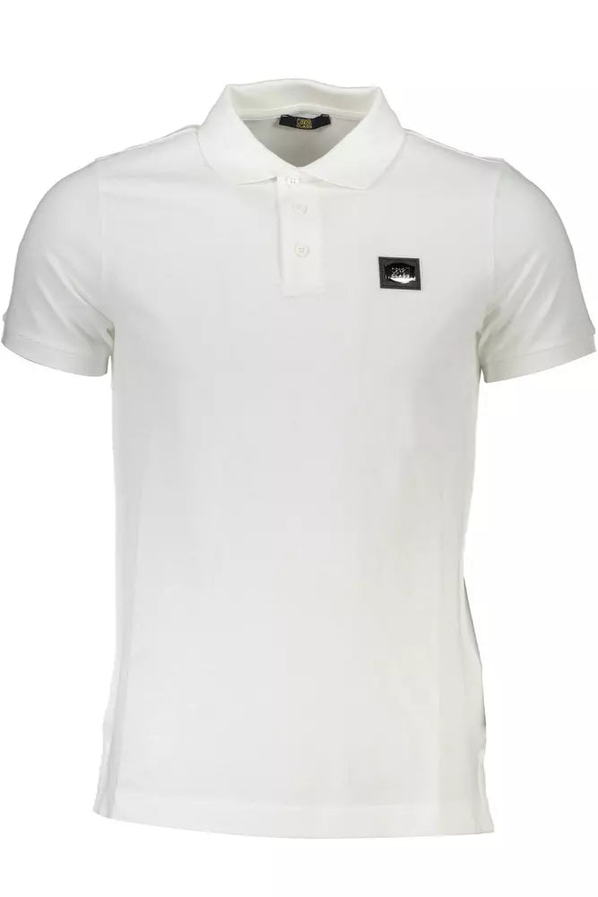 White Cotton Men Polo Shirt - GlamHub Luxury and Icon Brand Clothing