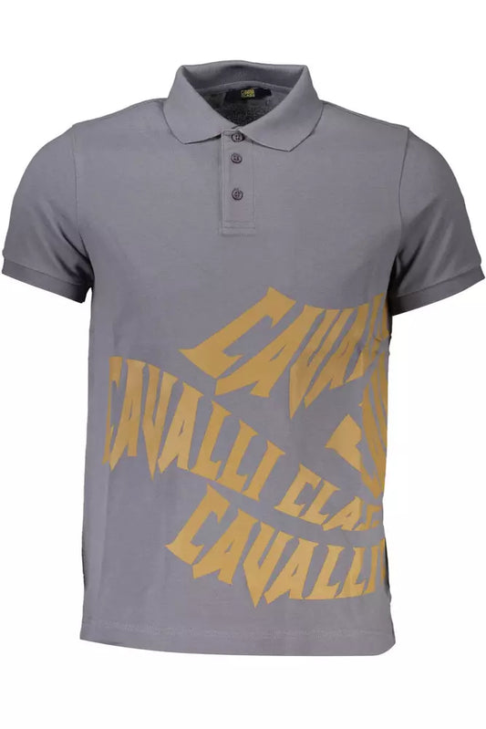 Gray Cotton Men Polo Shirt - GlamHub Luxury and Icon Brand Clothing