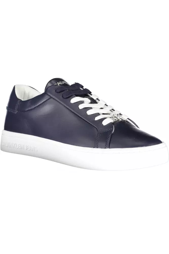 Blue Leather Men Sneaker - GLAMHUB BOUTIQUE 