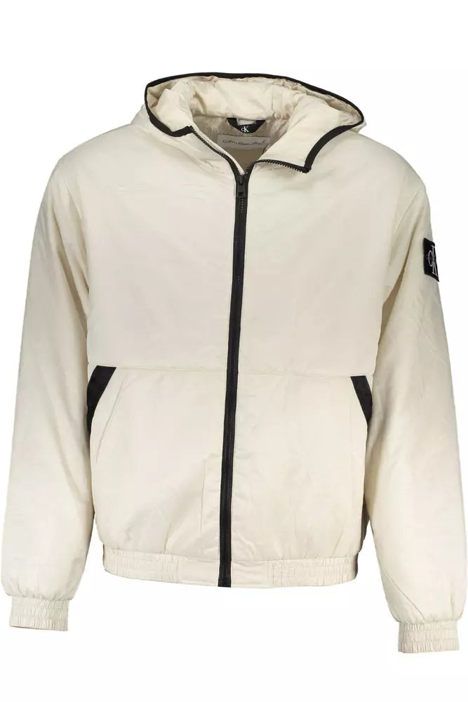 Beige Polyester Men Jacket - GLAMHUB BOUTIQUE 