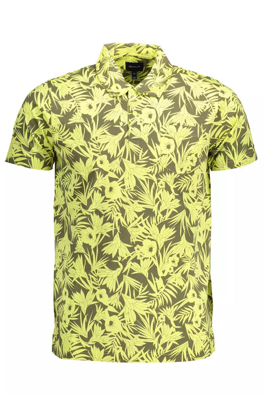 Yellow Cotton Men Polo Shirt - GlamHub Luxury and Icon Brand Clothing