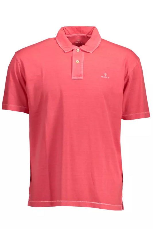 Pink Cotton Men Polo Shirt - GlamHub Luxury and Icon Brand Clothing