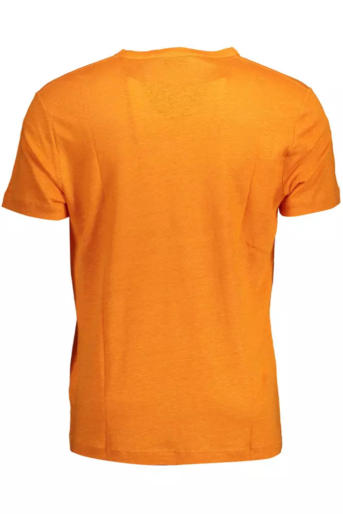 Orange Linen Men T-Shirt - GlamHub Luxury and Icon Brand Clothing