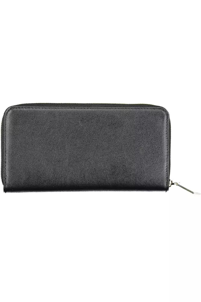 Black Polyvinylchloride Women Wallet - GLAMHUB BOUTIQUE 