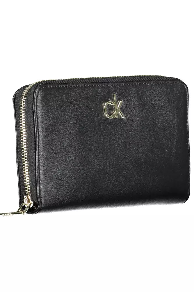 Black Polyvinylchloride Women Wallet - GLAMHUB BOUTIQUE 