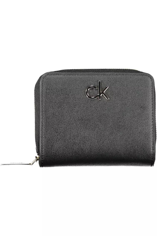 Black Polyvinylchloride Women Wallet - GLAMHUB BOUTIQUE 