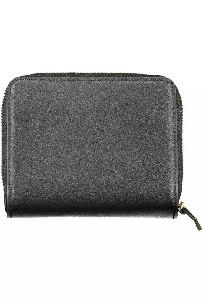 Black Polyvinylchloride Women Wallet - GLAMHUB BOUTIQUE 