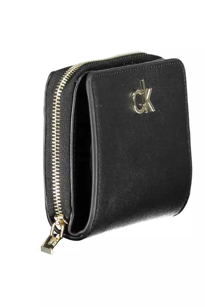 Black Polyvinylchloride Women Wallet - GLAMHUB BOUTIQUE 