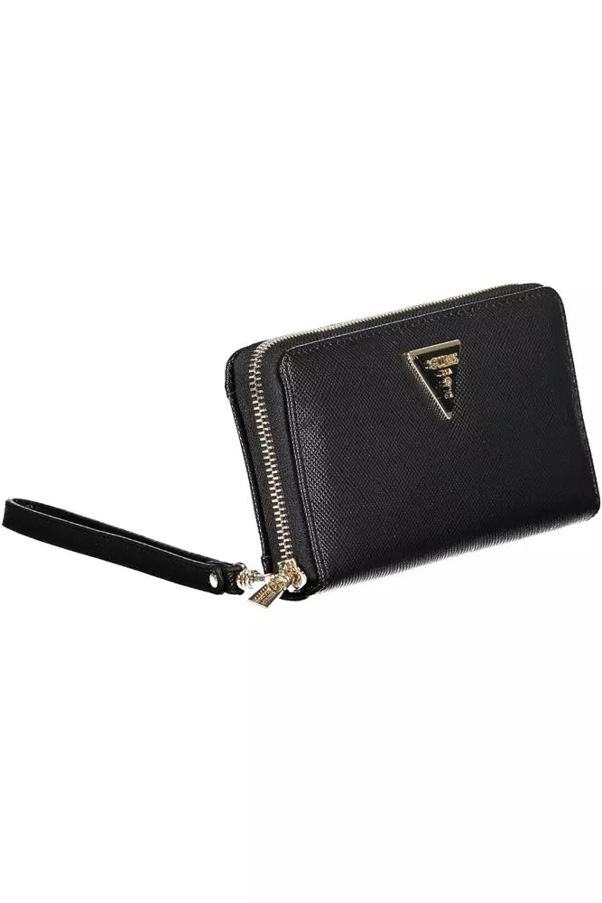 Black Polyethylene Women Wallet - GLAMHUB BOUTIQUE 