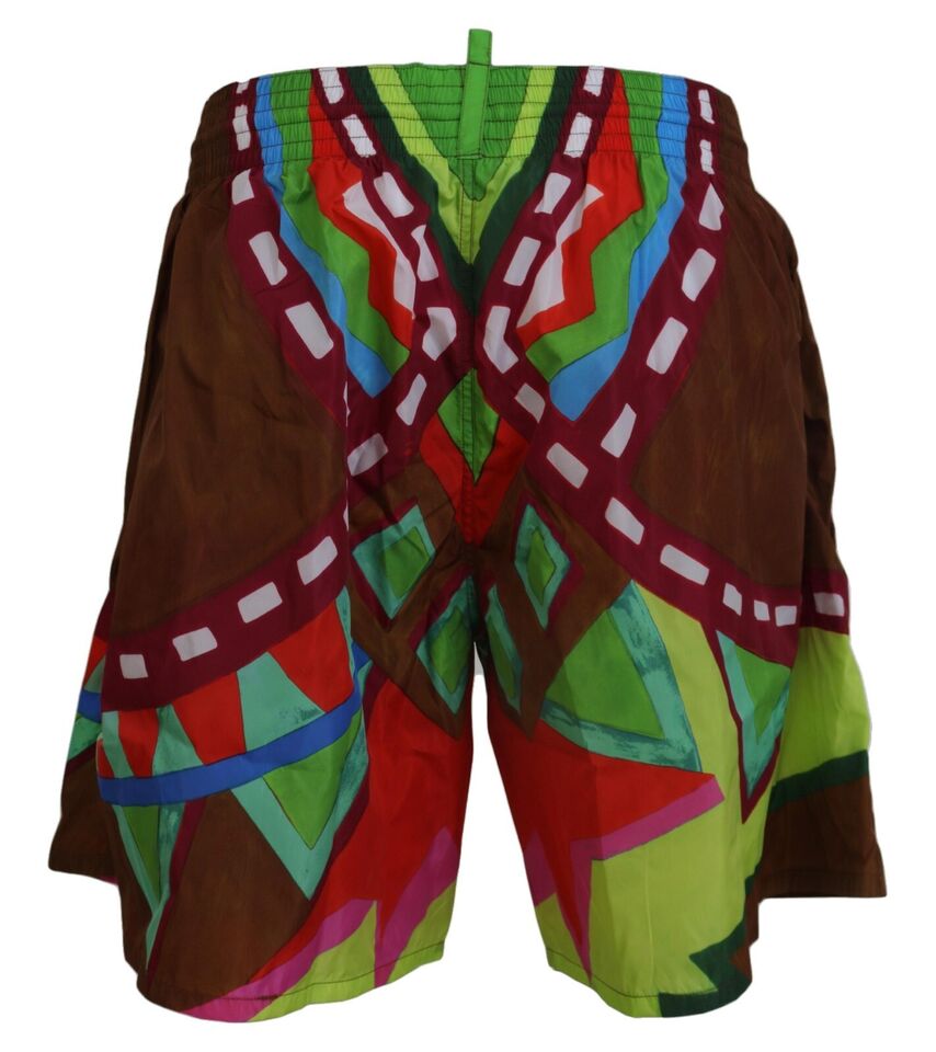 Multicolor Print Swim Shorts Boxer Style - GLAMHUB BOUTIQUE 