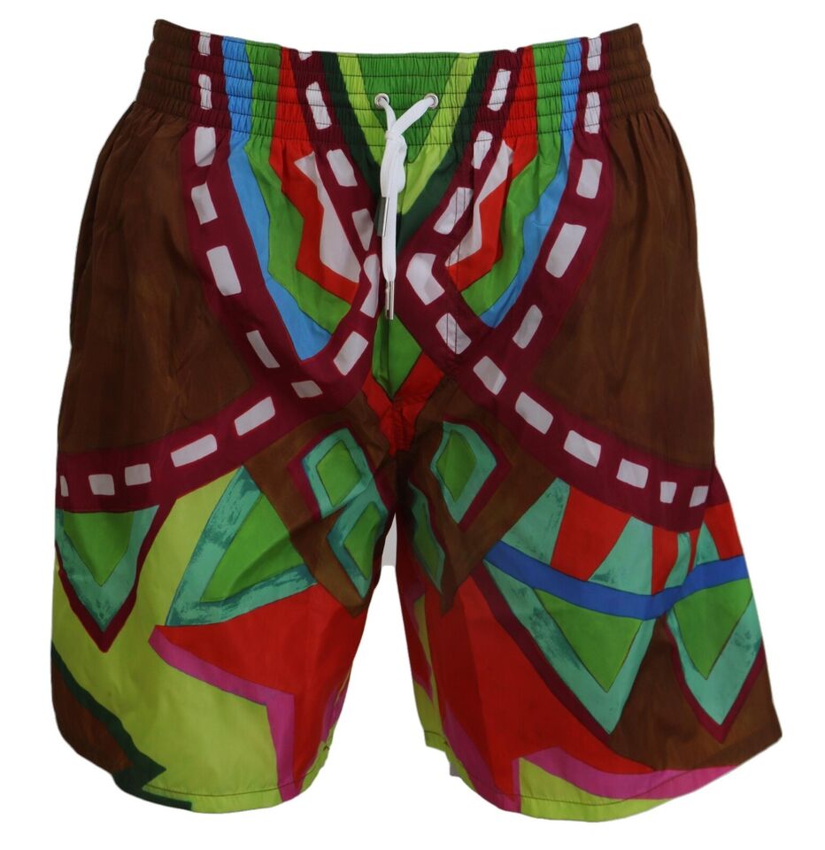 Multicolor Print Swim Shorts Boxer Style - GLAMHUB BOUTIQUE 