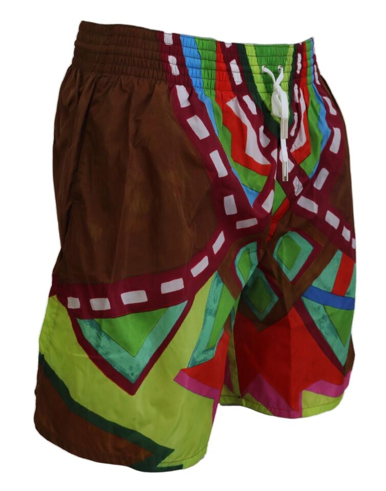 Multicolor Print Swim Shorts Boxer Style - GLAMHUB BOUTIQUE 