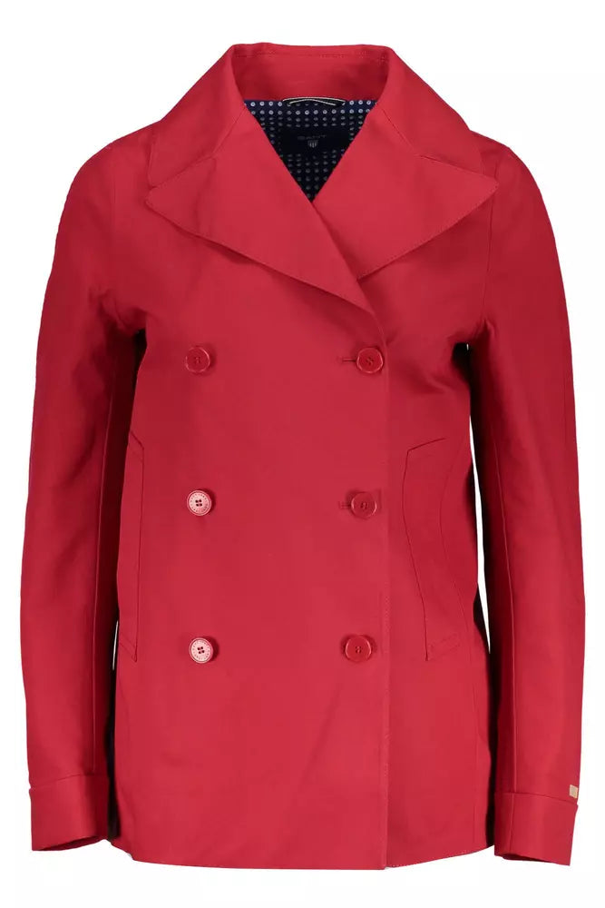 Red Cotton Women Jacket - GlamHub Luxury and Icon Brand Clothing