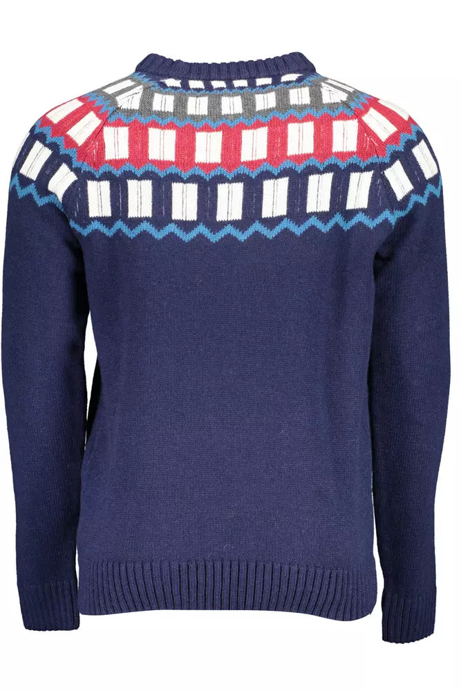 Blue Wool Men Sweater - GlamHub Luxury and Icon Brand Clothing