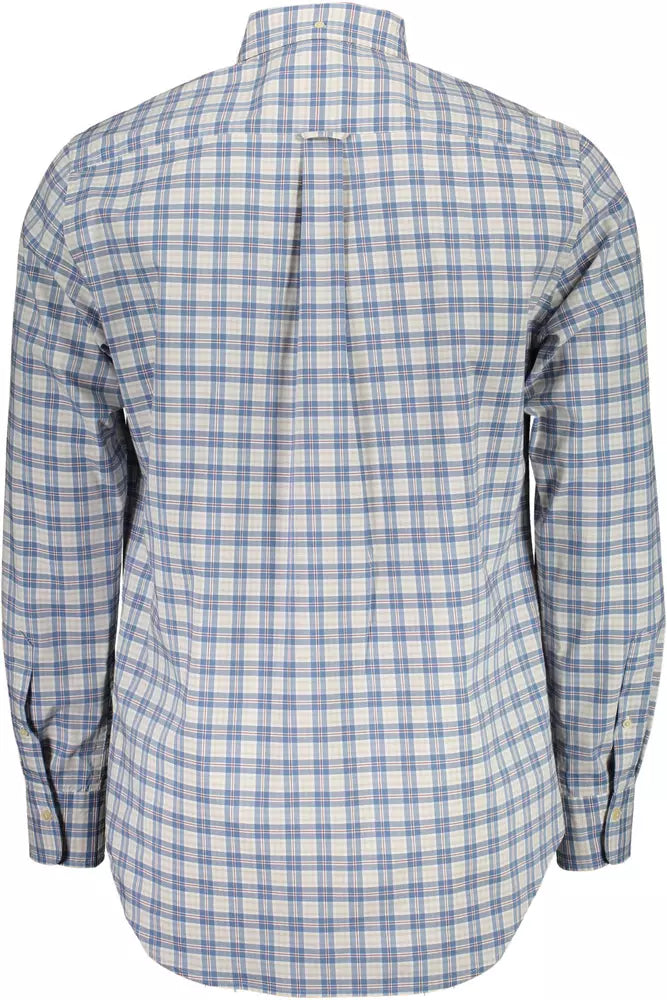 Blue Cotton Men Shirt - GlamHub Luxury and Icon Brand Clothing