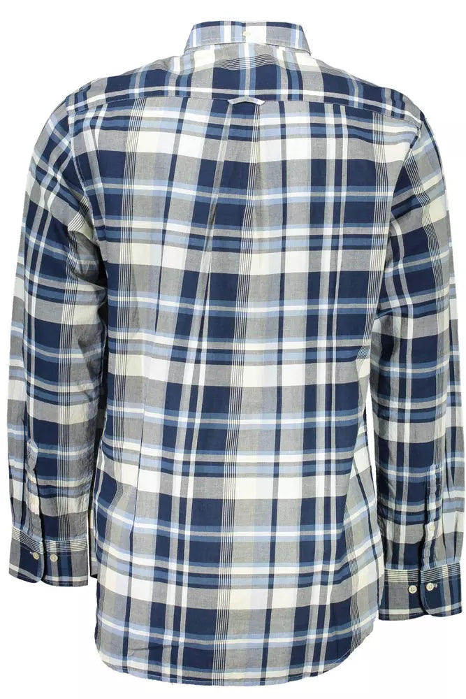 Blue Cotton Men Shirt - GlamHub Luxury and Icon Brand Clothing